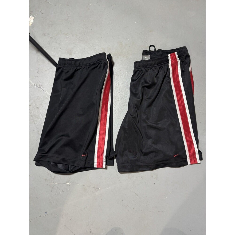 2 pairs Nike Basketball Shorts Men’s XL Black Mesh Striped Baggy Drawstring Y2K
